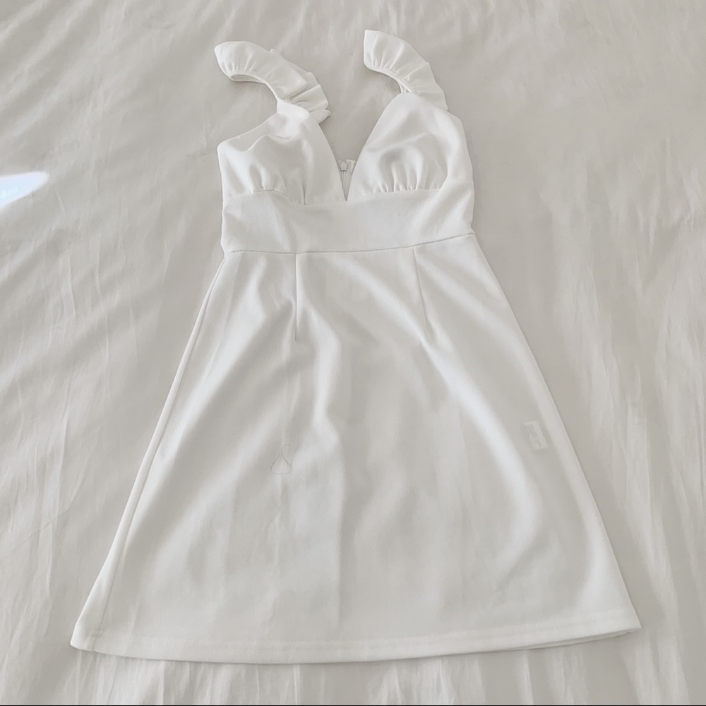 White Ruffle Strap Minidress - Picture 5 of 5